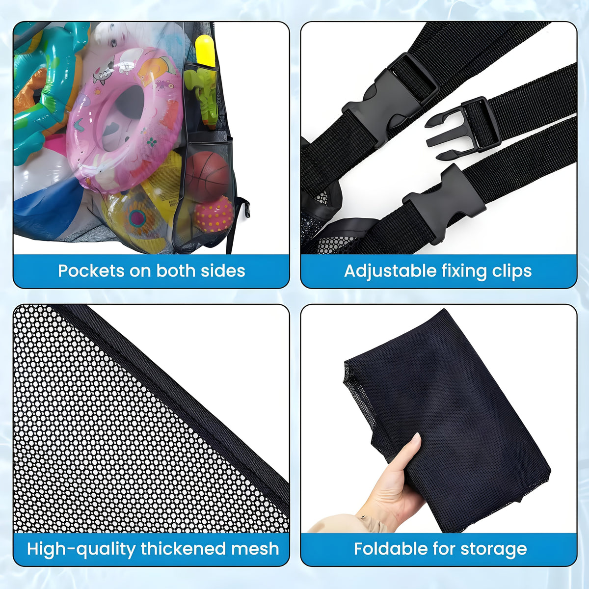 Large Mesh Drawstring Bag Pool Float Storage Bag Inflatable Swimming Ring Bag Beach Pool Toy Organizer Net Bag 60 Inch