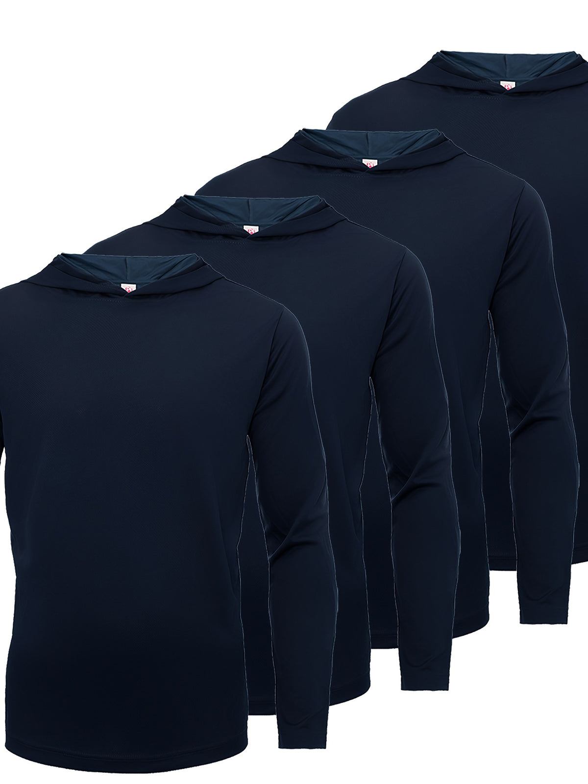 Men's Quick-Dry Pullover Hoodie Sports Top 4-Piece Set – Long Sleeve Hooded Athletic Shirt, Breathable Polyester Activewear for Running Gym Training, 10 Colors Sizes S-XXXL