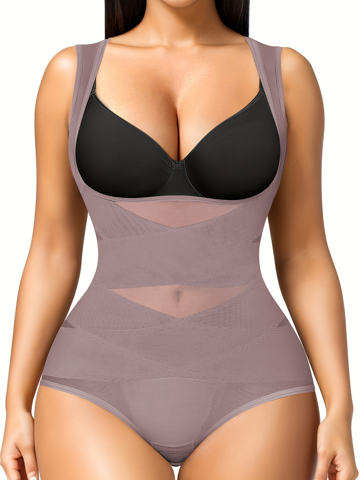 Women's Shapewear Bodysuit with Tummy Control – High-Waist Butt Lifter, U-Shape Push Up, Wide Straps, Breathable Nylon Body Shaper, 5 Colors, Sizes S-XXL