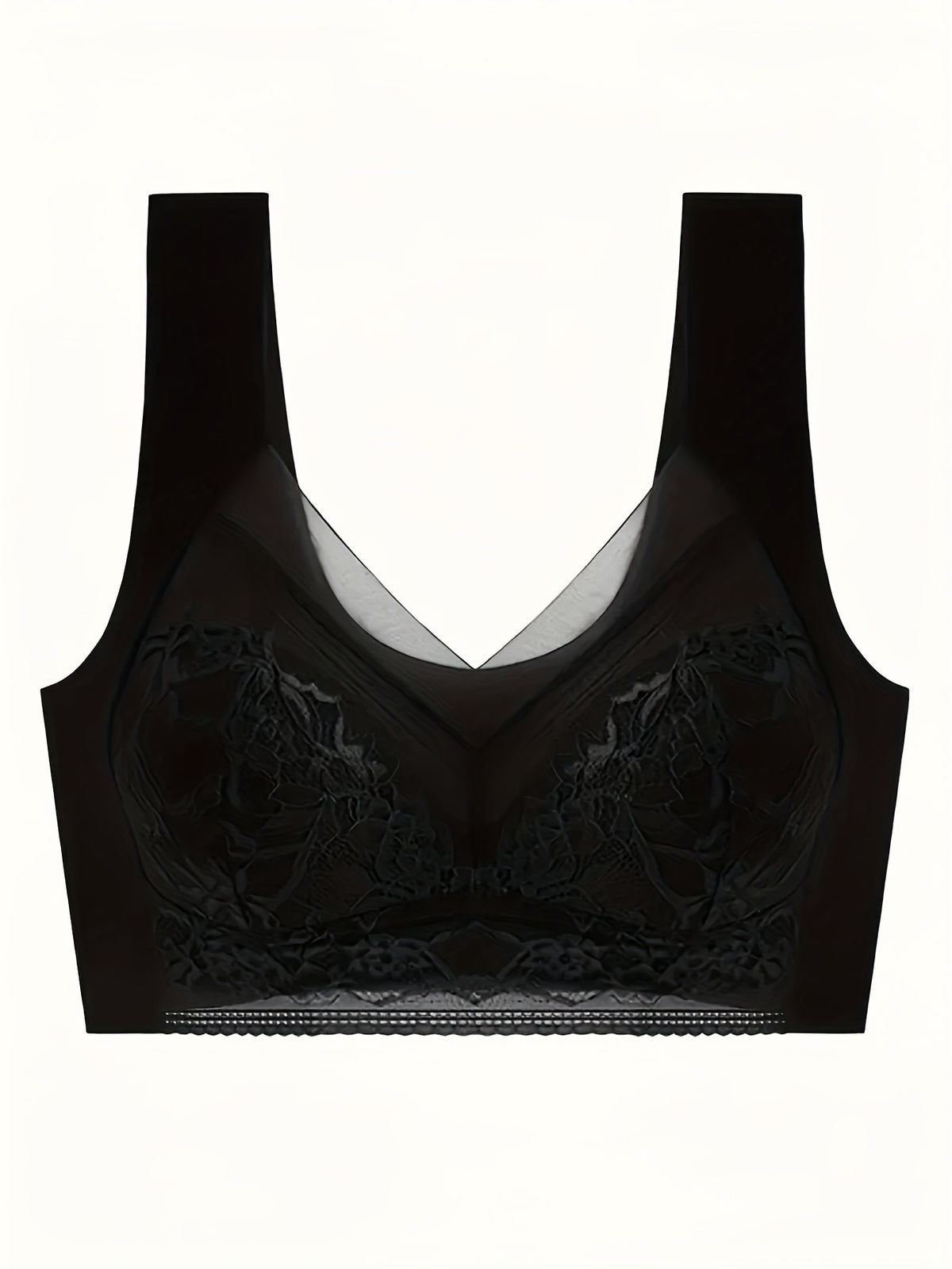4-Pack Women's Lace Sports Bra Vest – Ice Silk Traceless Bralette with Beautiful Lace Back, Fixed Cup Support for Large Chest, Breathable Gathered Design, Sizes S-XXL