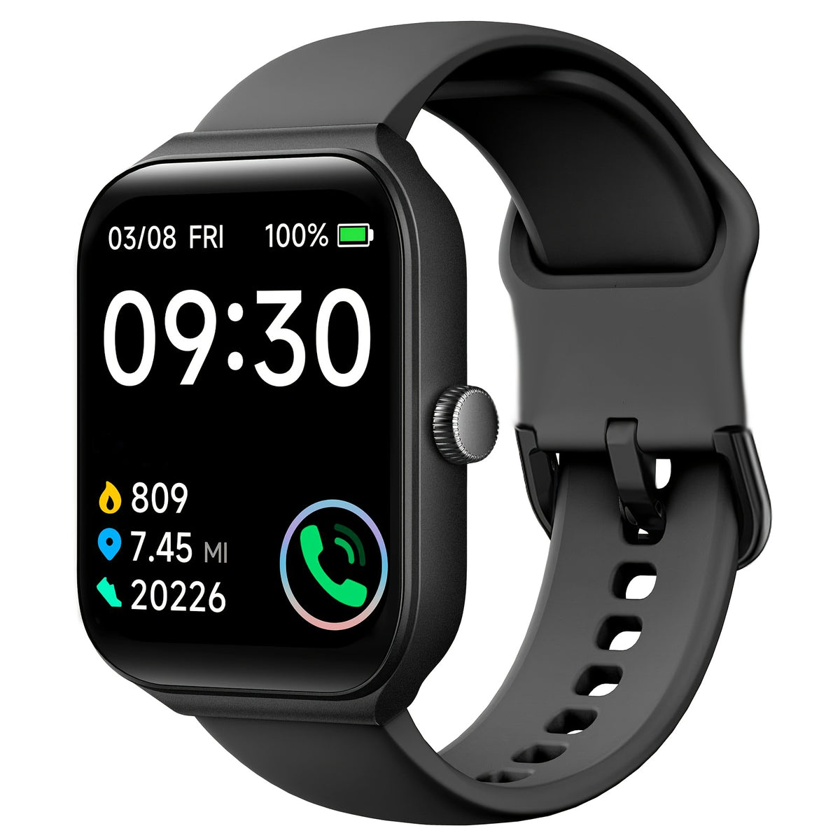 Smart Watch 1.83 Inch Screen Wireless Calling Fitness Tracker Step Counter Heart Rate Monitor Multiple Sports Modes for iPhone Android Men Women