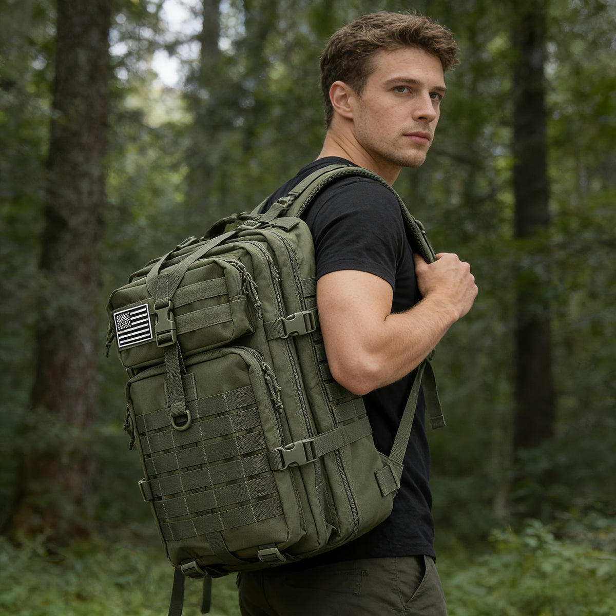 Tactical Backpack 45L MOLLE Rucksack 900D – 17" Laptop Compartment Multi-Pocket Expandable 3-Day Pack for Hiking Camping Traveling – Military Style Daypack Gift for Men Dad