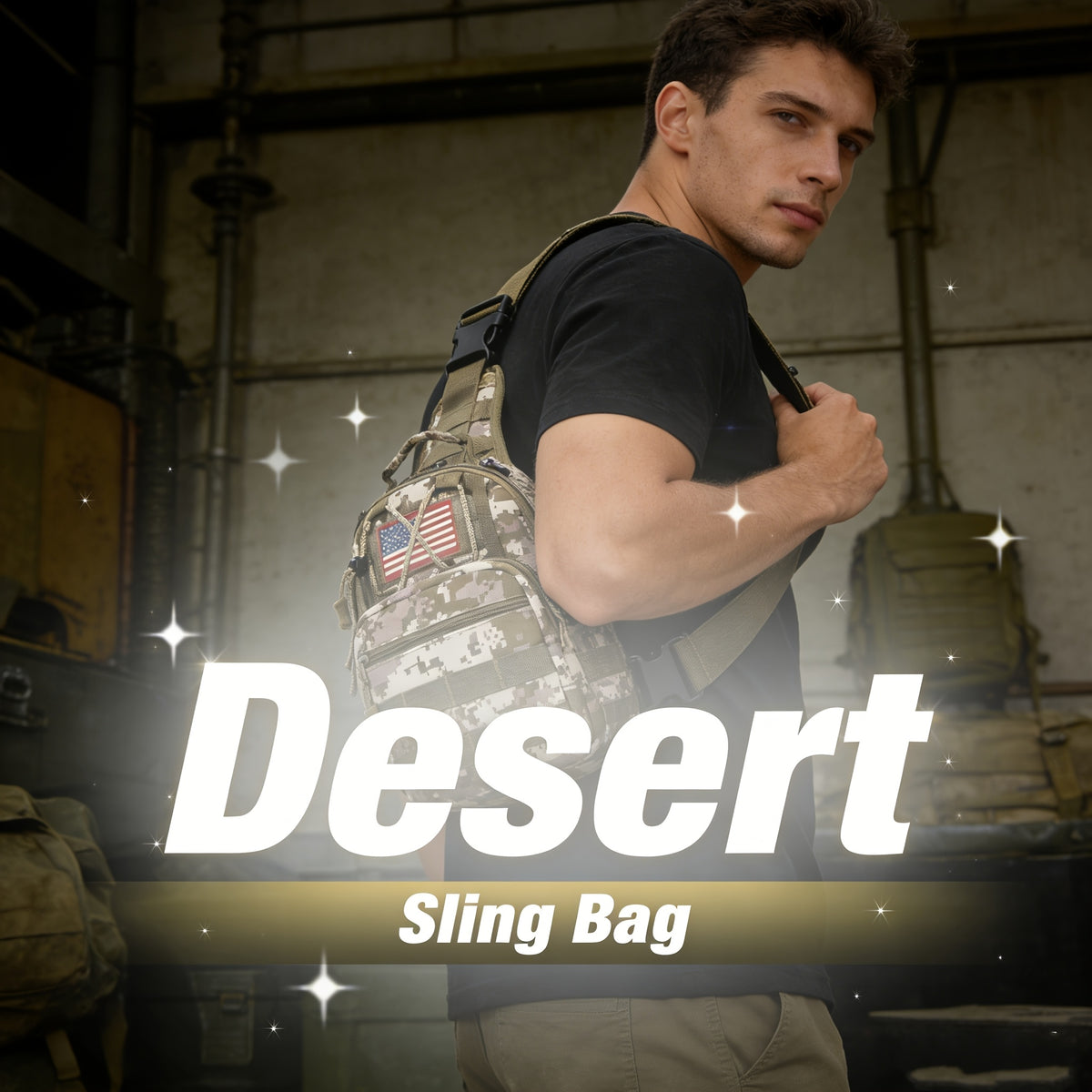 Men's Sling Bag Lightweight Crossbody Chest Pack, Multi-Pocket Shoulder Bag with Adjustable Strap for Cycling Hiking Travel EDC, Compact Outdoor Daypack for Men