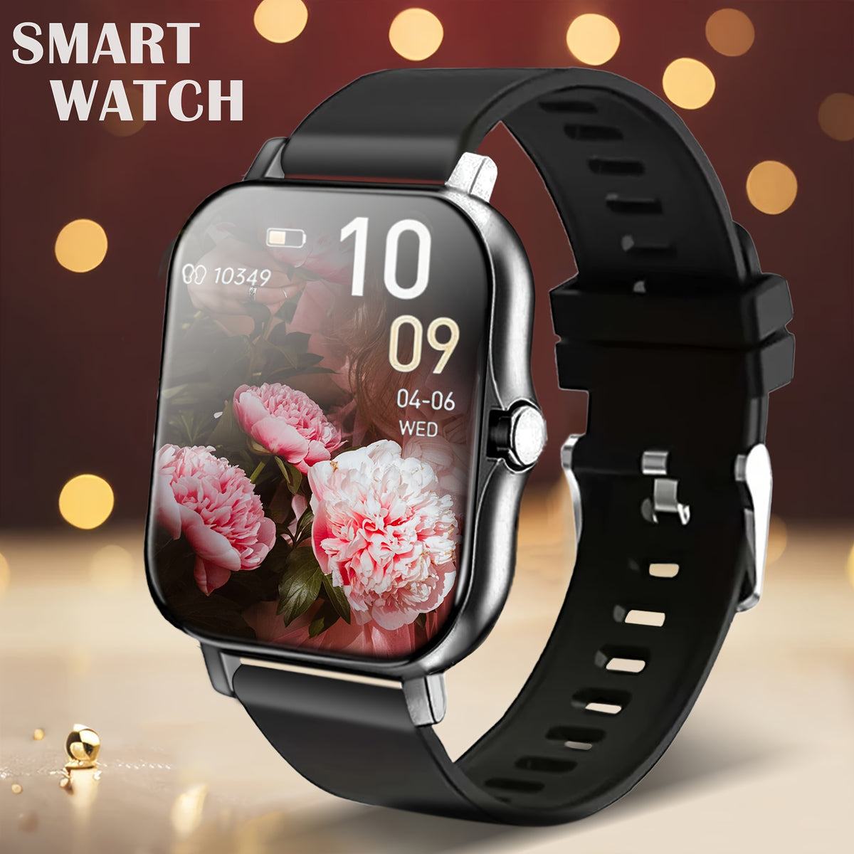 Smart Watch for iPhone & Android with Wireless Calls – HD 1.52" Full Touch Screen Fitness Tracker, Music Control, Message Alerts, Luminous Display, Silver Black Gold Pink, Single & Dual Strap