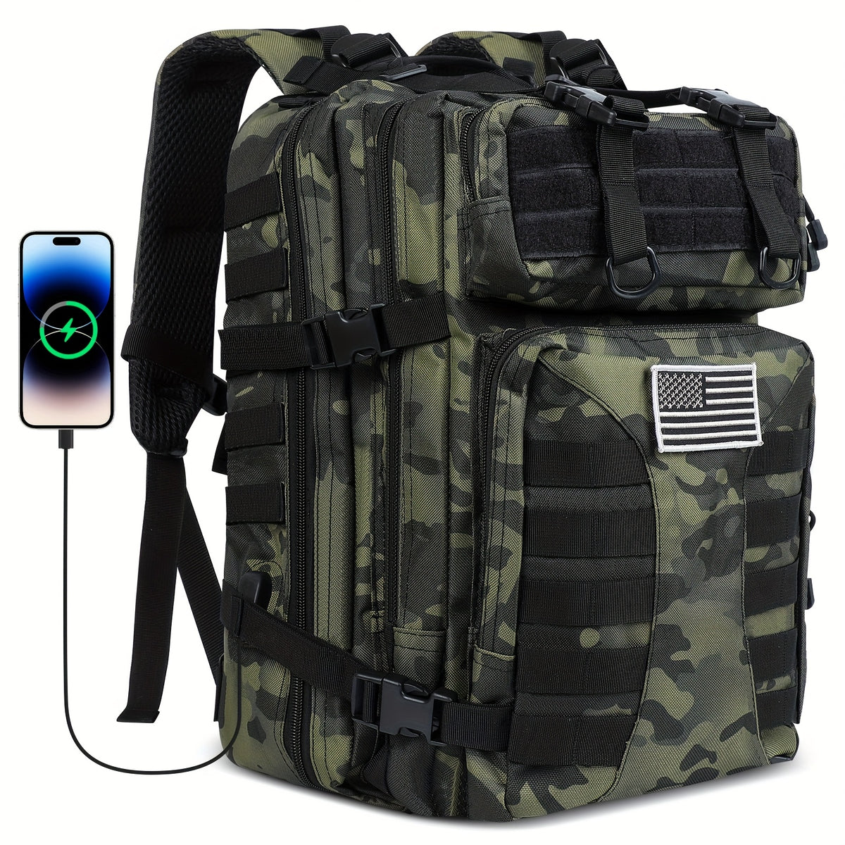 Tactical Backpack 50L (13.21 Gal) – High Capacity Unisex Military Bag for Camping, Hiking, Hunting, Fishing & Travel, Multiple Color Options with Optional Storage Bag