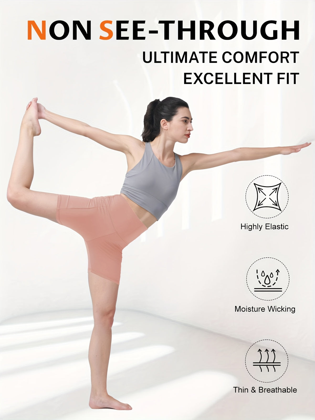 Women's High Waisted Yoga Shorts Butt Lifting Tummy Control, 88% Polyester Stretch Workout Shorts for Running Cycling Fitness, Casual Athletic Shorts Sizes S-XXL Black Dark Gray