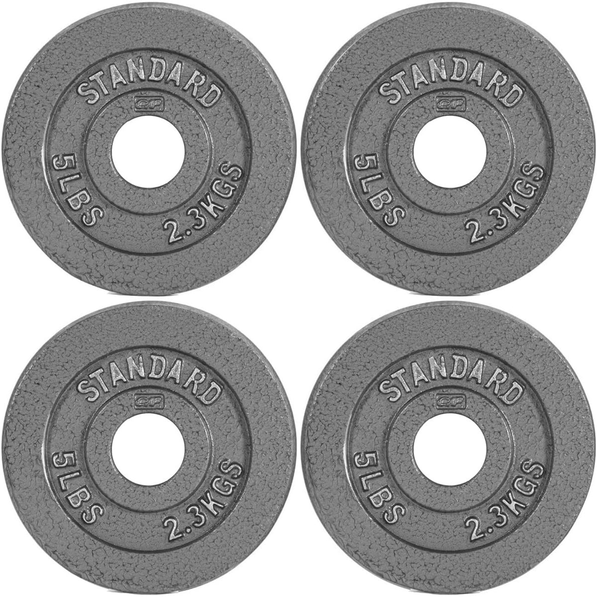 CAPHAUS 2-Inch Solid Cast Iron Weight Plates for Strength Training Weightlifting Bodybuilding Powerlifting - Grey Baked Enamel Barbell Plates 2.5LB 5LB 10LB 25LB 35LB 45LB 100LB Single & Sets