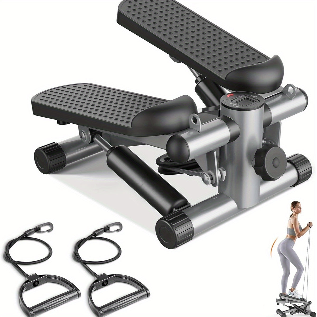 Stair Stepper Machine Mini Portable with Resistance Bands Twist Motion Full Body Workout 300LBS Compact Home Gym Cardio for Men Women