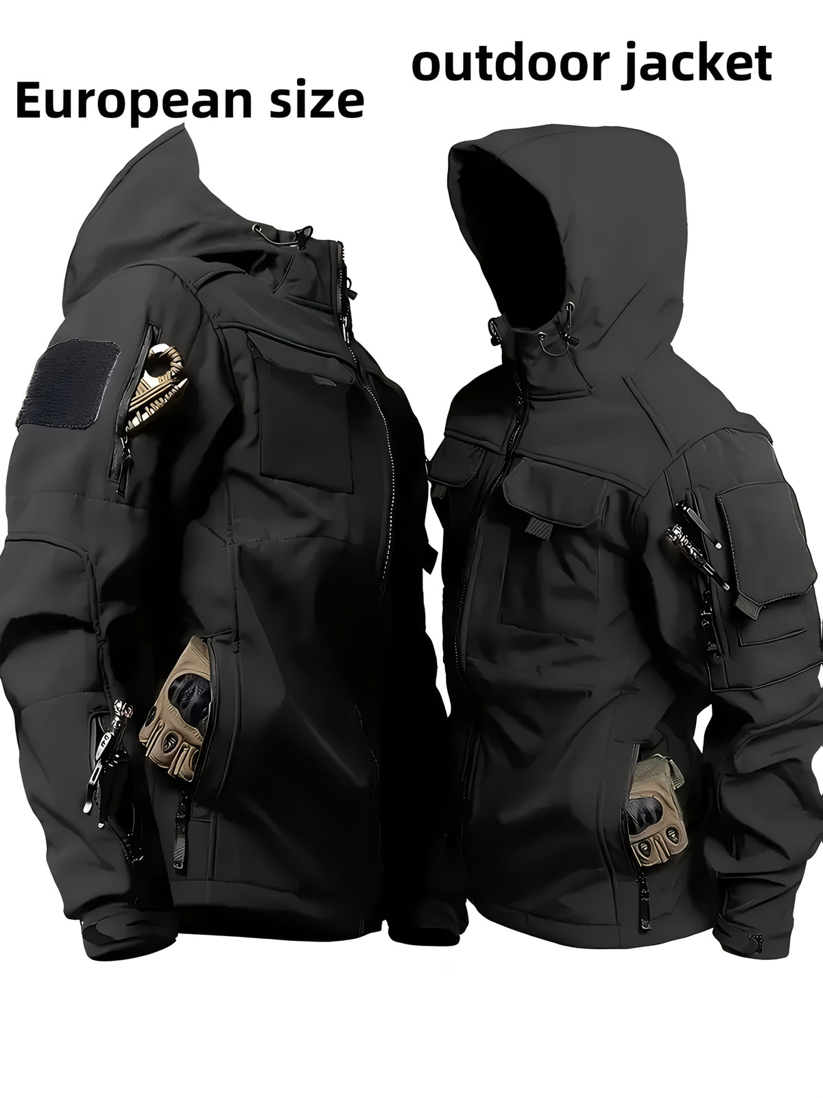 Men's Tactical Jacket Windproof Ripstop Hooded Shell Jacket with Multiple Utility Pockets for Camping Survival Hiking Outdoor Training Sizes S-XXXL Black Green Grey