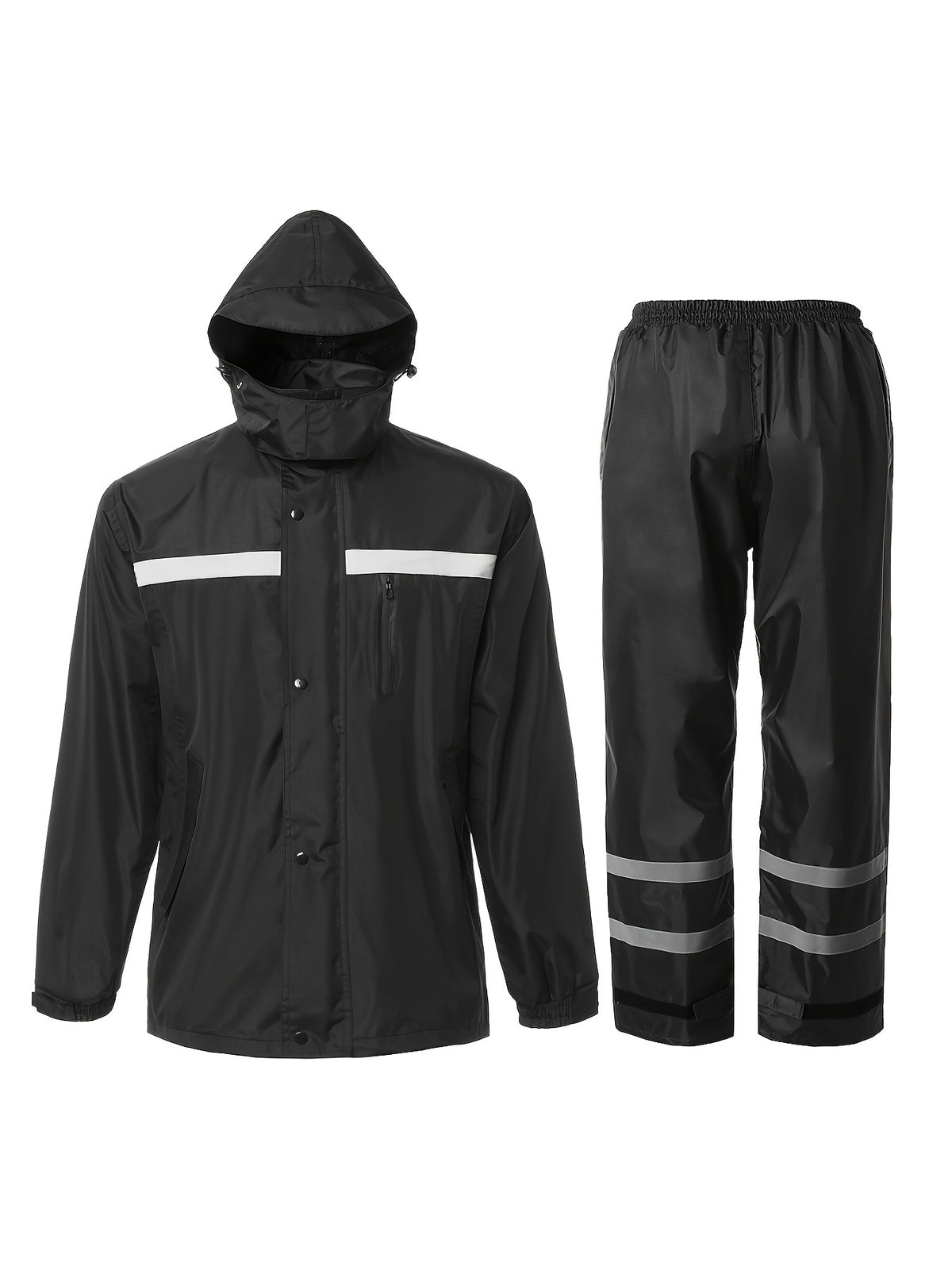 Waterproof Rain Suit for Men High Visibility – Reflective Rain Jacket & Pants for Work Fishing Farming Motorcycle S-XXL (Black, Blue, Yellow)