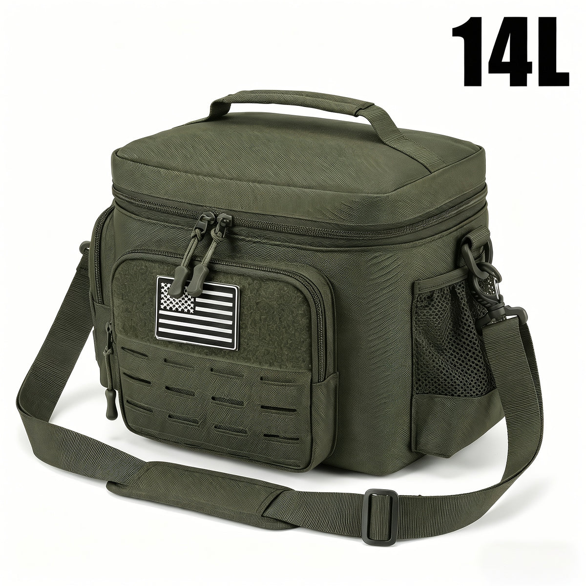 Tactical Insulated Lunch Bag for Men Women with MOLLE Webbing – Large Leakproof Cooler Bag 18L / 3.7gal Expandable Double Compartment Meal Prep Bag for Work Camping Hiking Picnic