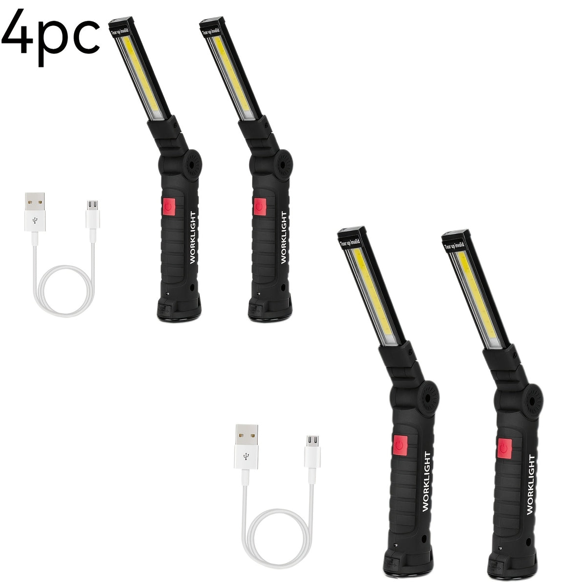 COB LED Rechargeable Work Light 1000 Lumens Portable Hanging Camping Lamp – 5 Brightness Modes 200M Beam Built-In Battery 2-10 Pack