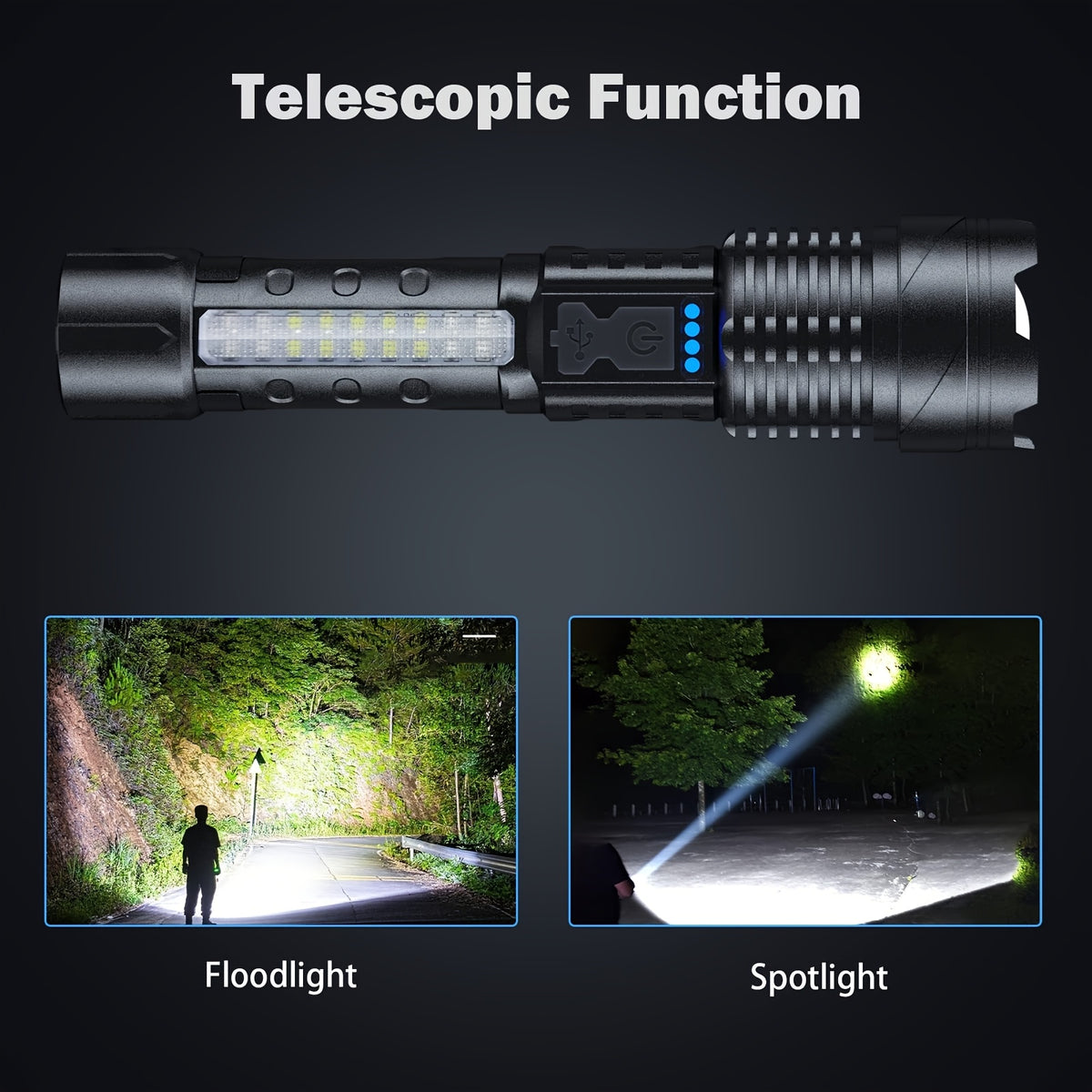 2-Pack Rechargeable LED Flashlight – High Lumen, 6 Lighting Modes, Strobe, IP44 Waterproof, for Camping Home Emergency Outdoor Use