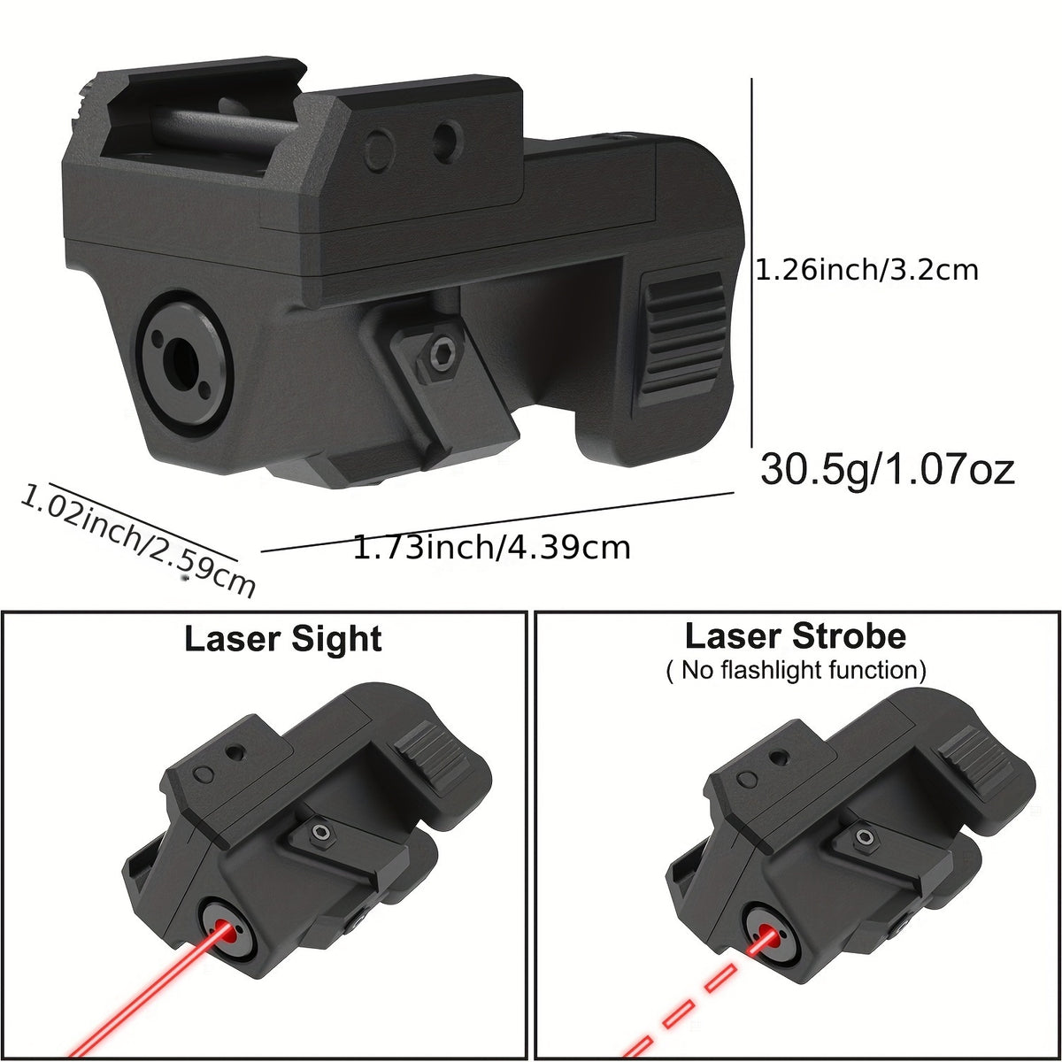 Laser Sight for Pistols and Rifles Picatinny Rail Mount USB Rechargeable Red Green Blue Purple Laser Dot with Strobe Mode Compact Lightweight Class IIIa 5mW