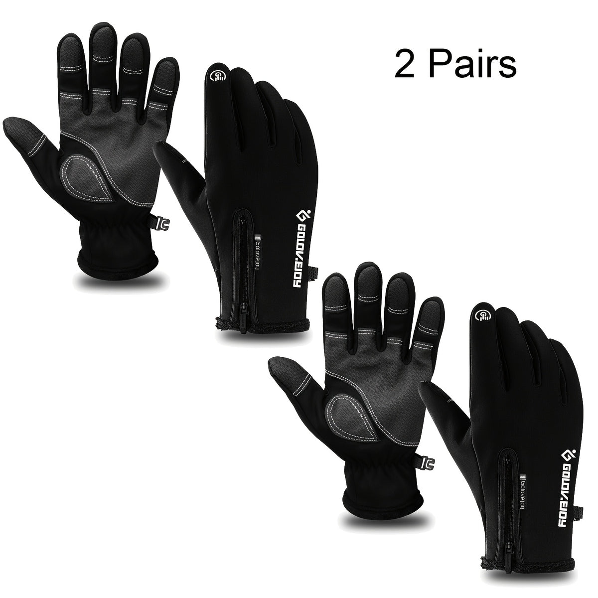 Outdoor Winter Gloves 2 Pairs Windproof Full Finger Slip Resistant Warm Knit Gloves for Cycling Skiing Riding Cold Weather Sports S-XXL