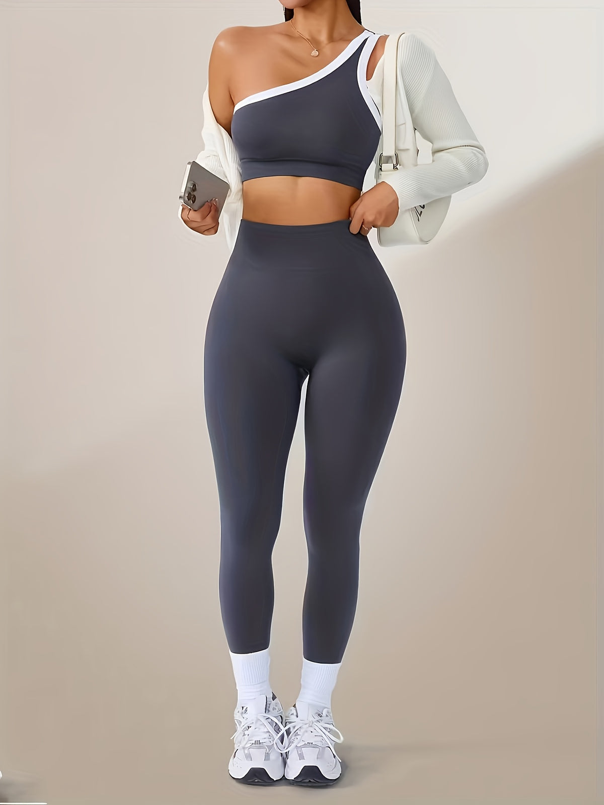 High-Waisted Butt-Lifting Leggings & Sports Bra Set for Women 2-Piece Stretchy Yoga Workout Outfit Solid Color Running Activewear with Camisole Top XS-XL