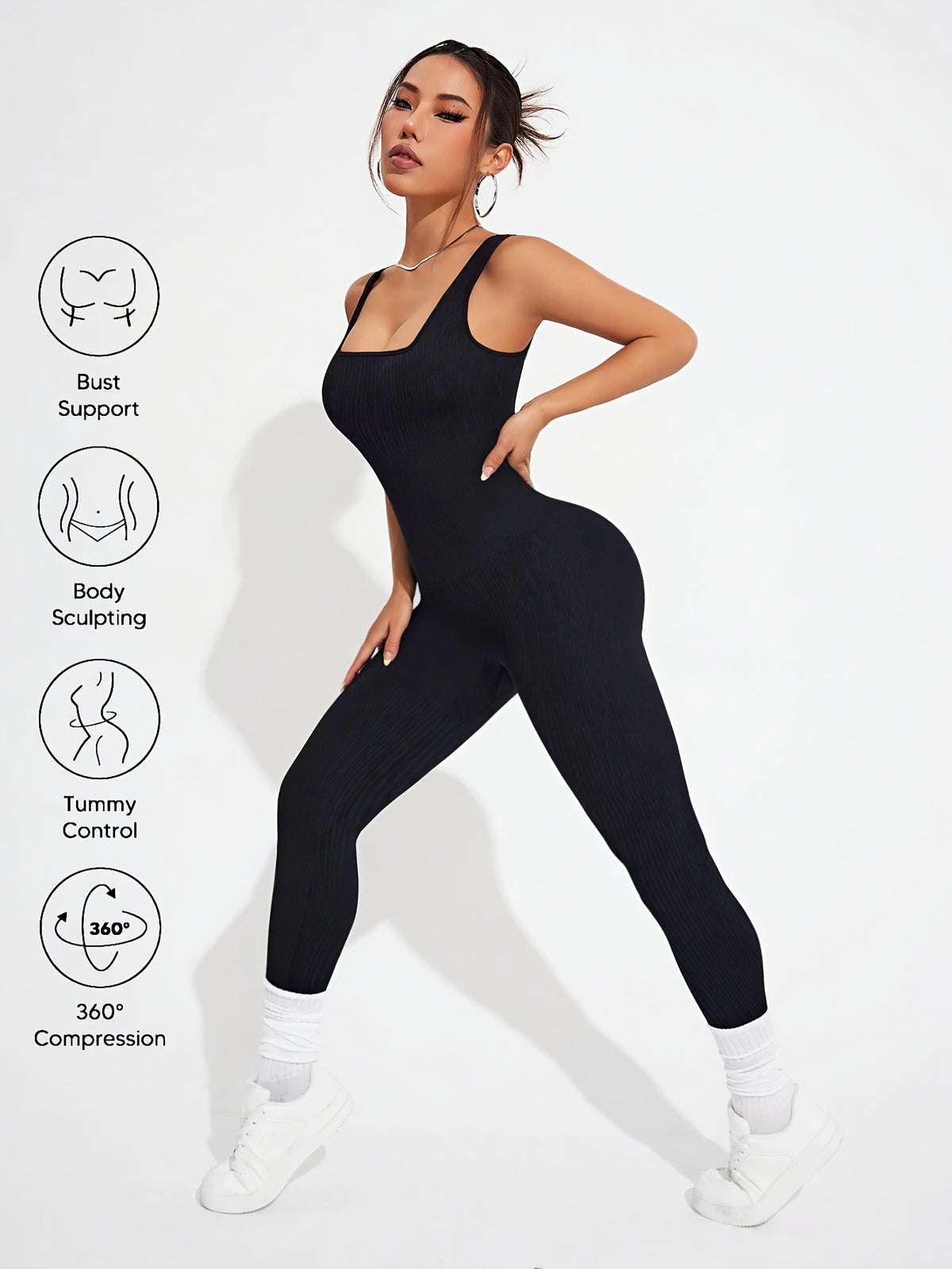 Women's Sleeveless Jumpsuit Yoga Pilates Running Fitness Activewear – 90% Nylon Stretch Fabric, Square Collar, S-XL, Multiple Colors