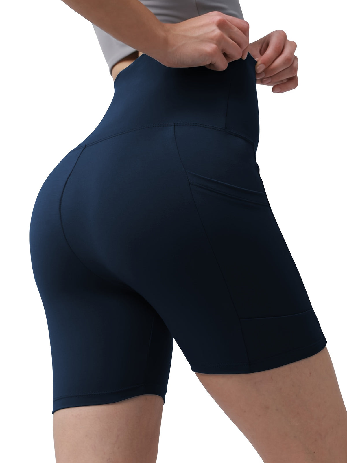 Women's High Waisted Yoga Shorts Butt Lifting Tummy Control, 88% Polyester Stretch Workout Shorts for Running Cycling Fitness, Casual Athletic Shorts Sizes S-XXL Black Dark Gray