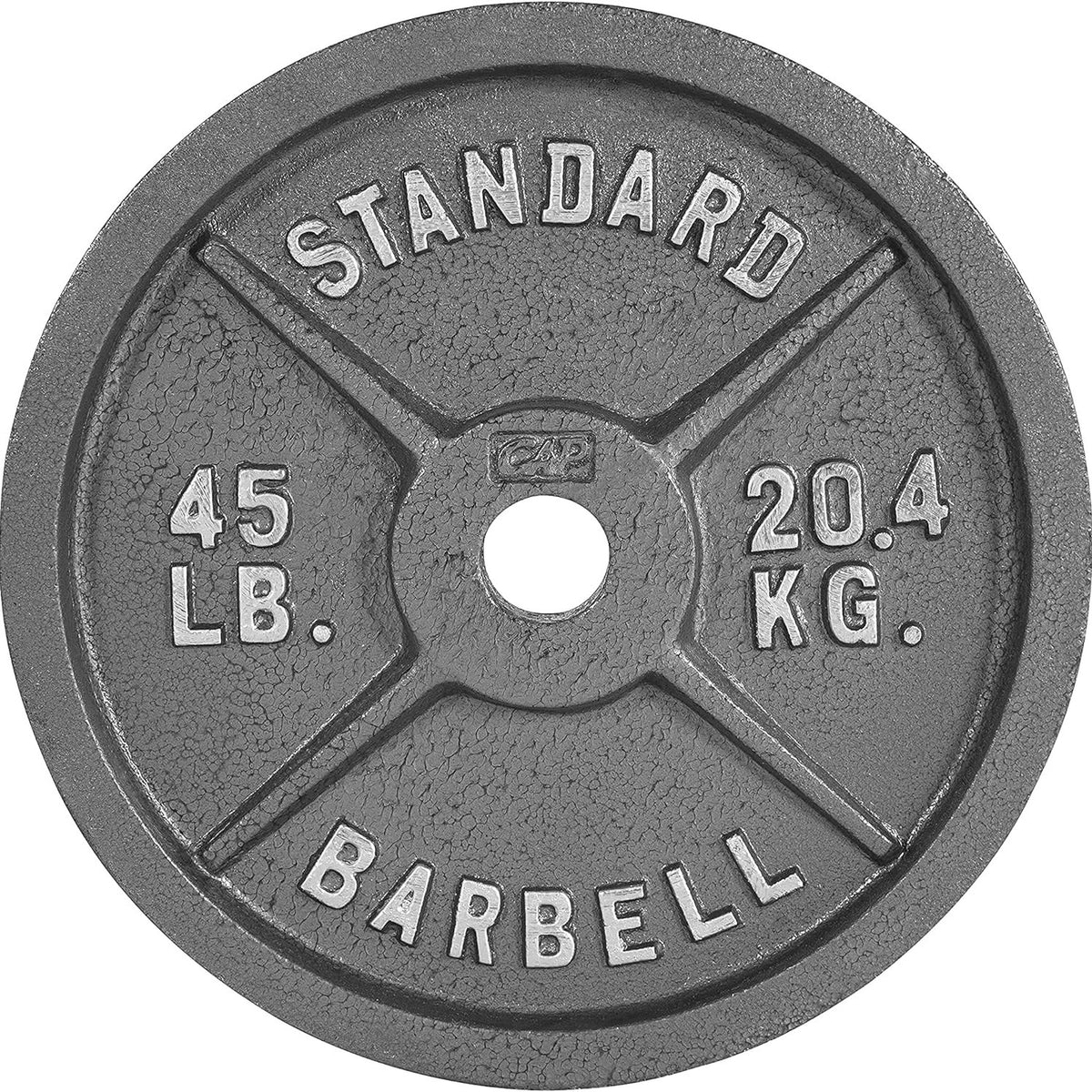 CAPHAUS 2-Inch Solid Cast Iron Weight Plates for Strength Training Weightlifting Bodybuilding Powerlifting - Grey Baked Enamel Barbell Plates 2.5LB 5LB 10LB 25LB 35LB 45LB 100LB Single & Sets