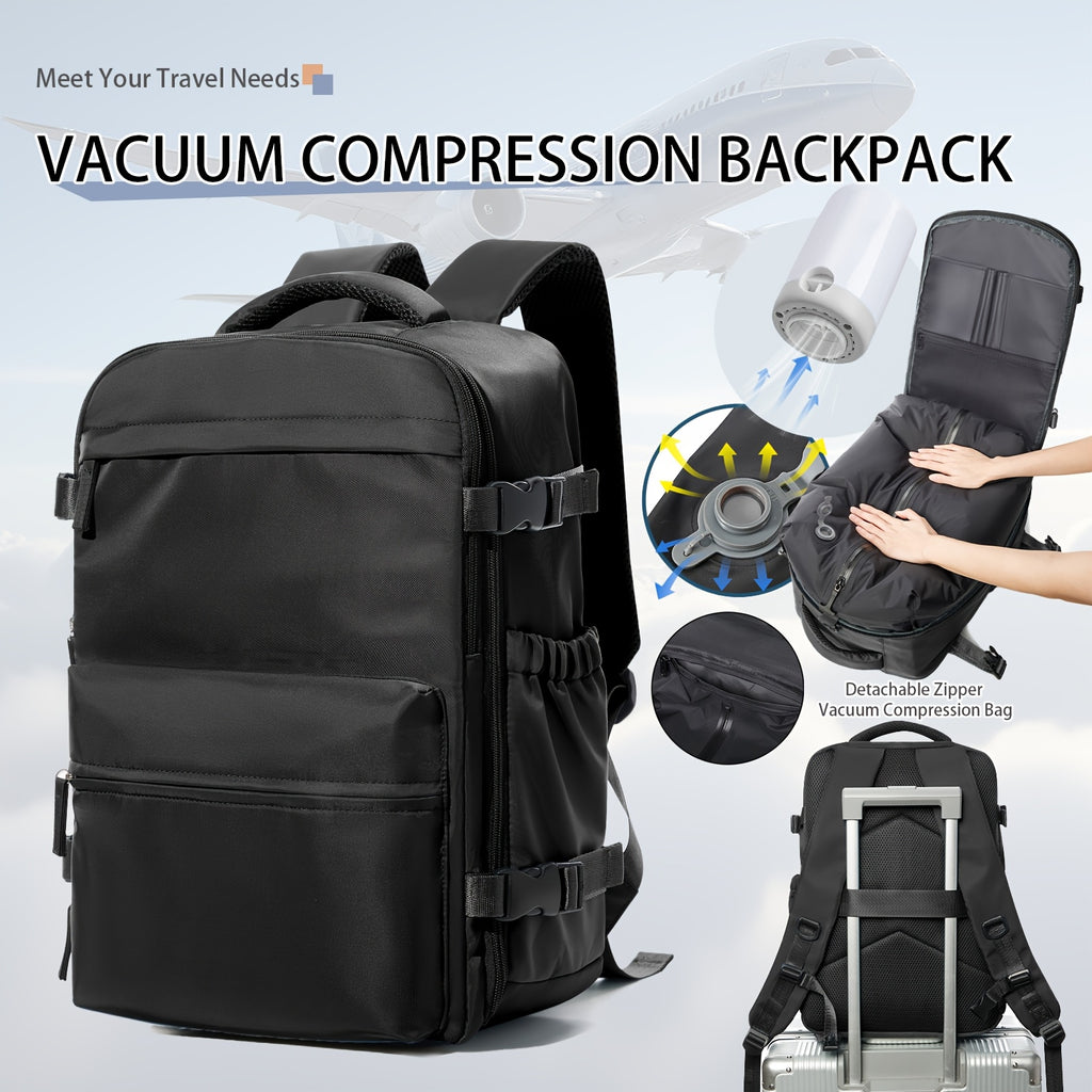 Vacuum Seal Compression Backpack with Air Pump – Expandable Large Capacity Travel Laptop Bag Space Saver Oxford Cloth Carry-On for Men Women Hiking Commuting Weekend Trip Peacock Blue Green Black