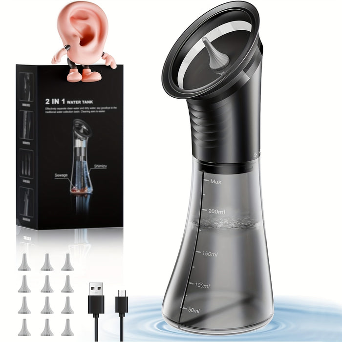 Electric Ear Wax Removal Kit – 3-Speed Hydraulic Ear Cleaner with Irrigation Flushing System & Wastewater Recovery, USB Rechargeable, Adults Home Use