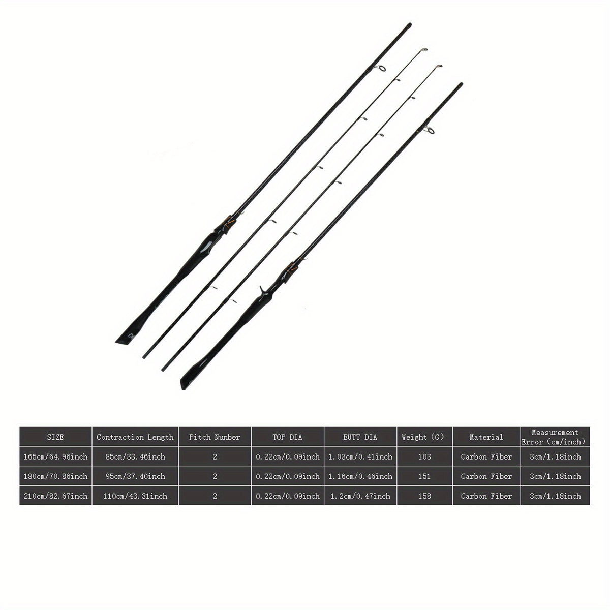 Ultralight Carbon Fiber Fishing Rod Casting Spinning – Sensitive Tip EVA Grip Pole for Bass Trout Freshwater Saltwater – 165/180/210cm Fishing Gift for Men