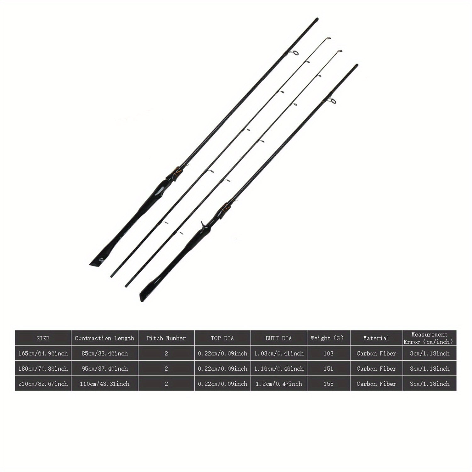 Ultralight Carbon Fiber Fishing Rod Casting Spinning – Sensitive Tip EVA Grip Pole for Bass Trout Freshwater Saltwater – 165/180/210cm Fishing Gift for Men