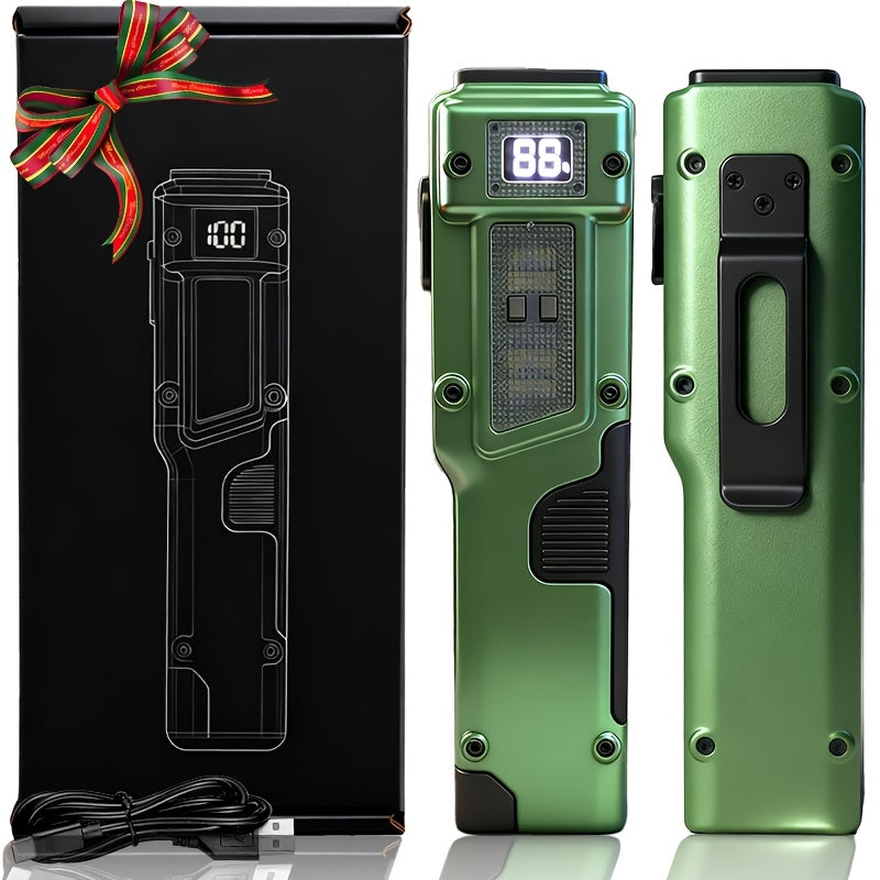 EDC Flat Rechargeable Flashlight 3000 Lumen UV LED Tactical Torch – 8 Modes Digital Display Aluminum Body Long Range for Camping Hiking Emergency Gift for Men