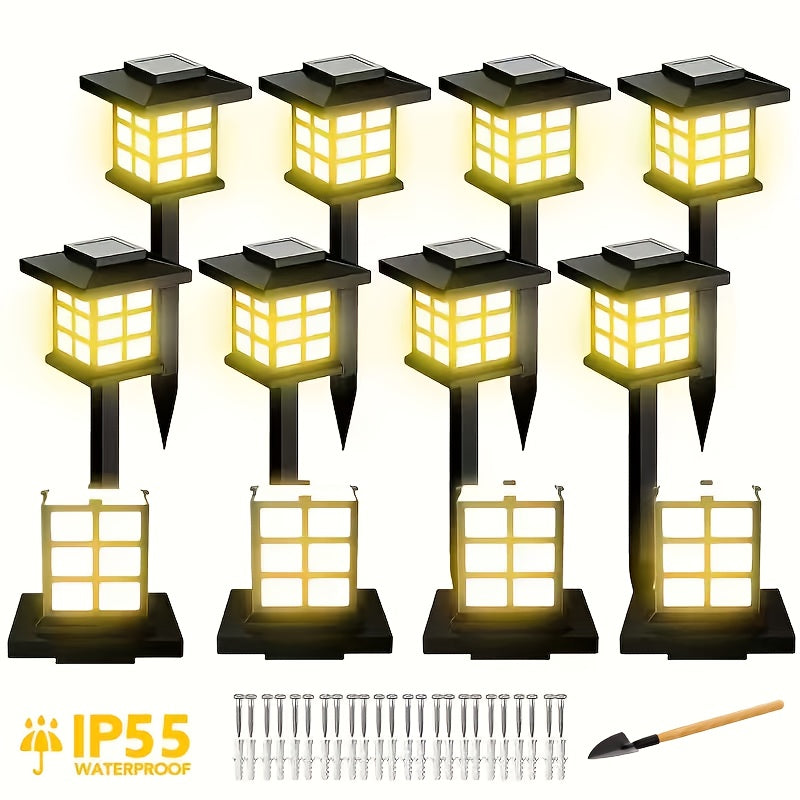 Solar Pathway Lights Outdoor IP55 Waterproof LED 10-Hour Runtime – Garden Driveway Landscape Stake Lights Auto Dusk-to-Dawn – Warm White & Color-Changing – 6 12 24 Pack