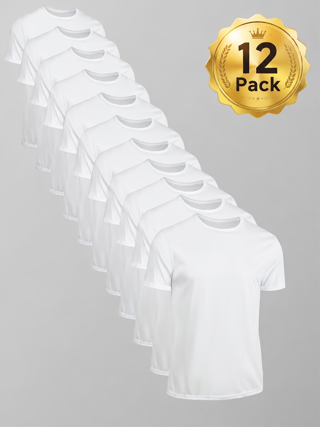 Moisture Wicking Gym T-Shirts 12-Pack Unisex Quick Dry Athletic Crew Neck Tees Loose Fit Breathable Workout Shirts Men Women Multi-Pack Value Set