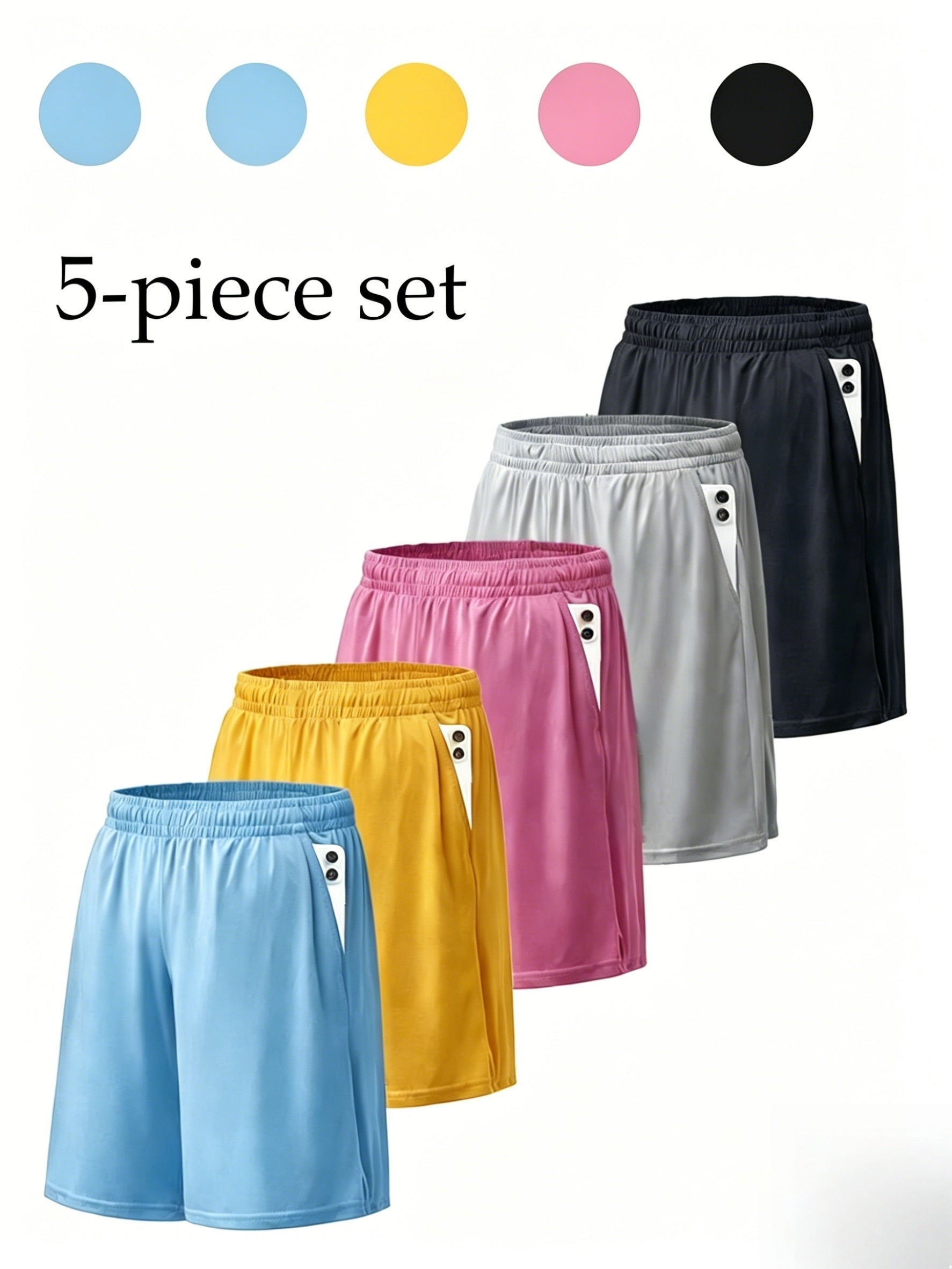 Men's Quick Dry Mesh Shorts 5 Pack Casual Athletic Drawstring Elastic Waistband Micro Stretch Workout Running Gym Shorts S-XXXL Multi Color