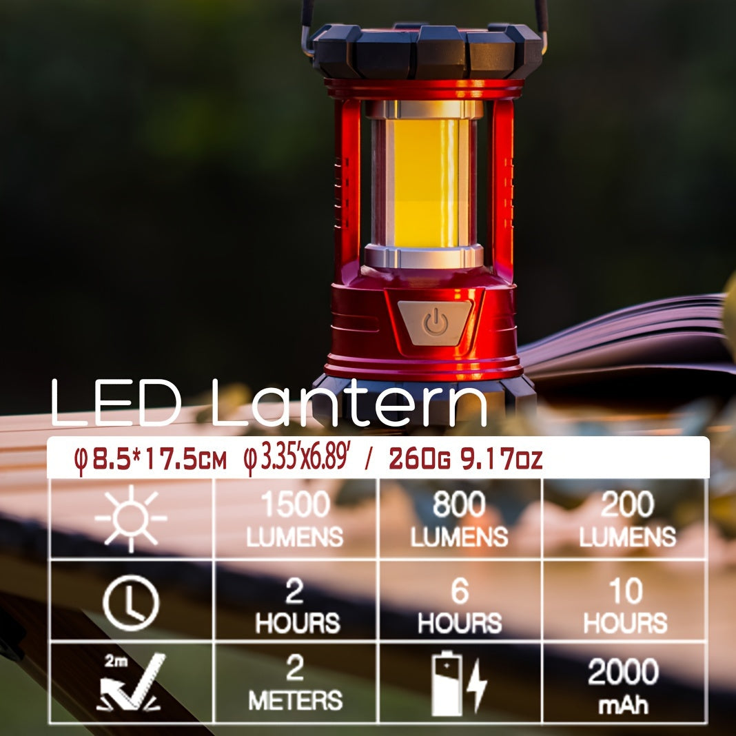 Rechargeable Camping Lantern 2-Pack – 1500LM LED Camp Light with Phone Charger 3 Light Modes Portable Hurricane Lantern for Emergency Outdoor Power Outage
