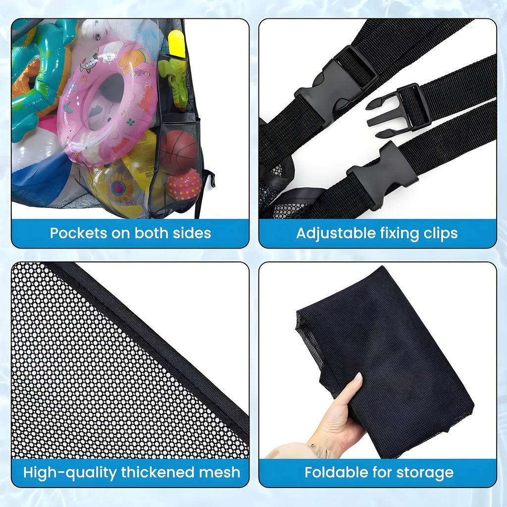 Large Mesh Drawstring Bag Pool Float Storage Bag Inflatable Swimming Ring Bag Beach Pool Toy Organizer Net Bag 60 Inch