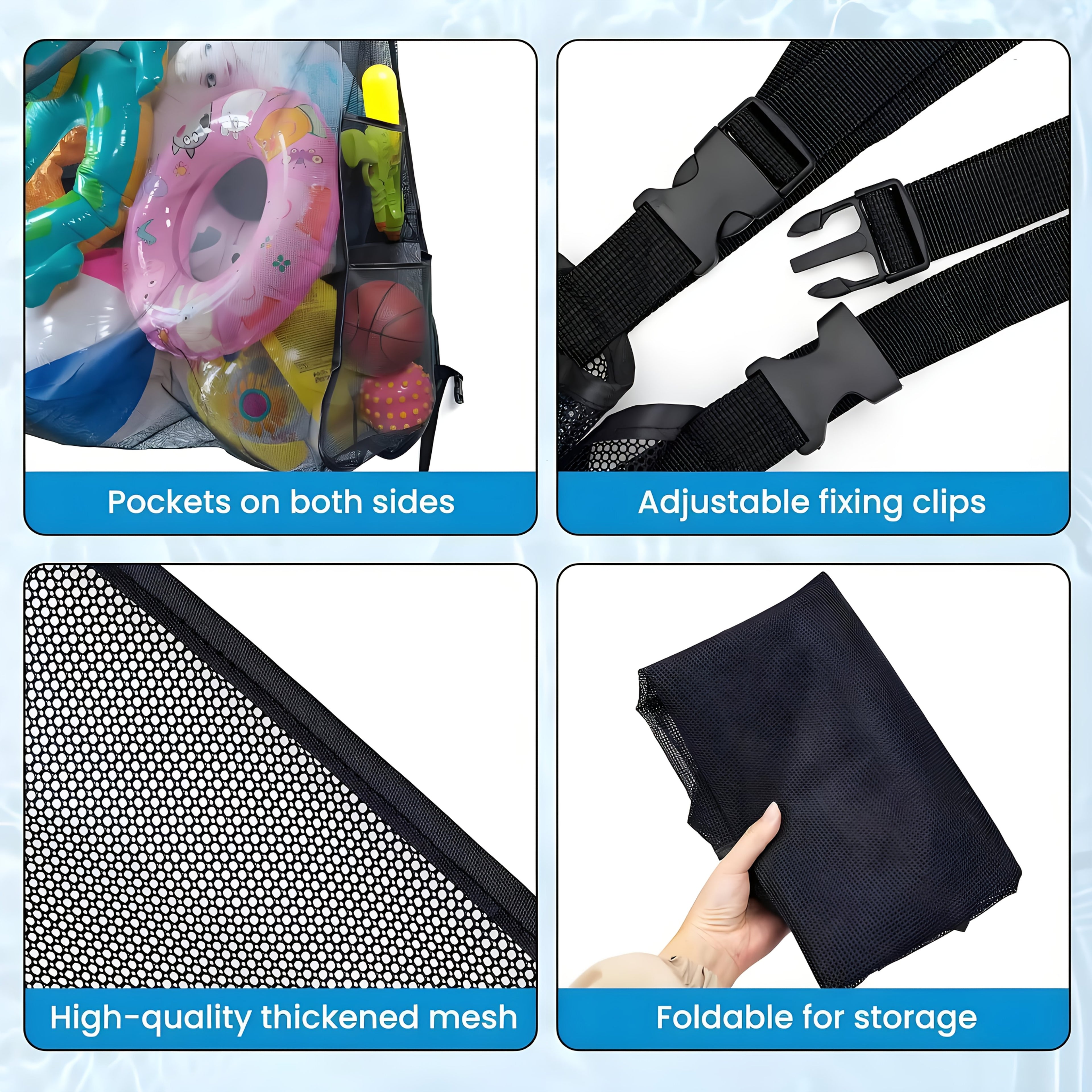 Large Mesh Drawstring Bag Pool Float Storage Bag Inflatable Swimming Ring Bag Beach Pool Toy Organizer Net Bag 60 Inch