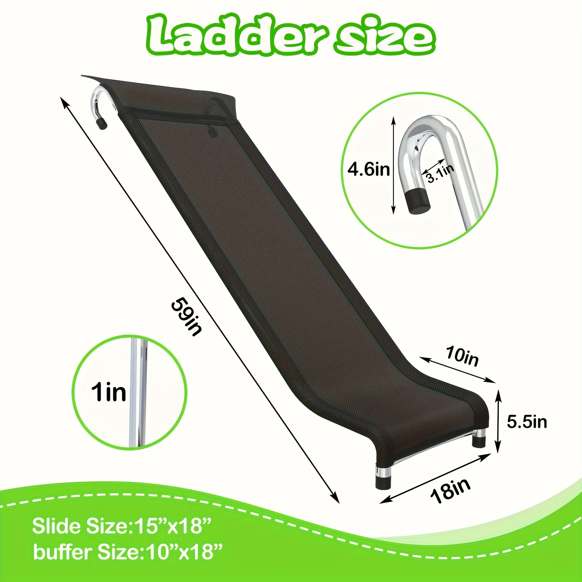 Trampoline Ladder & Slide Kit – 2-Step Wide Safety Ladder with Tear-Resistant Slide, PE & Galvanized Steel, Universal Fit for Trampolines, Ages 14+