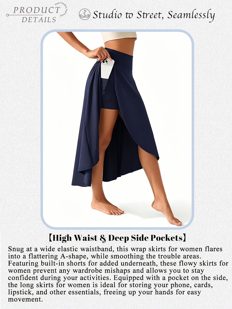 Women's High Waist Skort with Inner Shorts & Pockets – 2-in-1 Lightweight Stretchy Activewear Skirt for Sports, Gym, Workout & Casual Wear, Machine Washable, XS-XXL