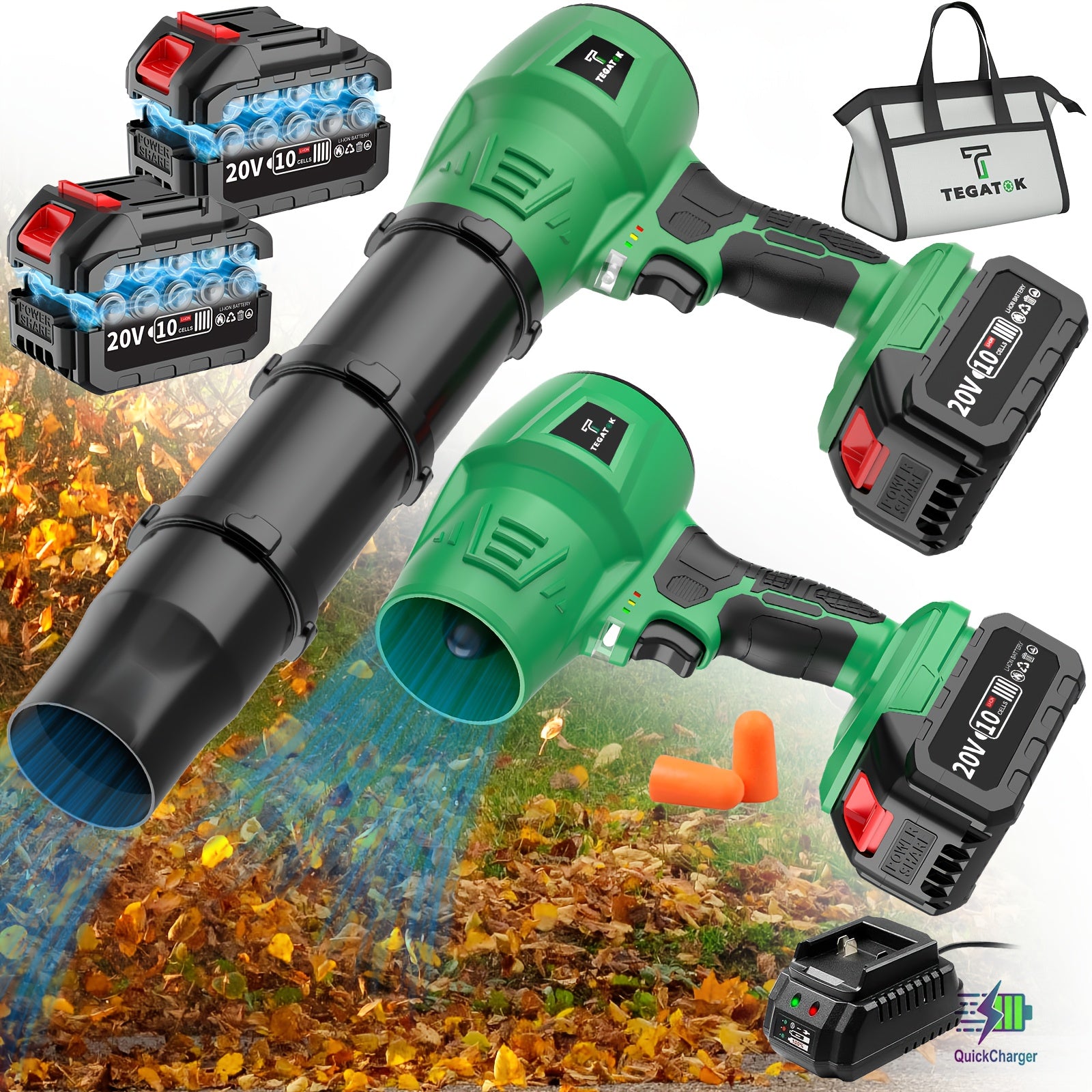 Cordless Leaf Blower 20V 20000RPM – Electric Handheld Blower with Battery & Nozzle for Leaves Dust Snow Car Drying Patio Garage Yard Cleanup – 2.0AH & 4.0AH Kit Options