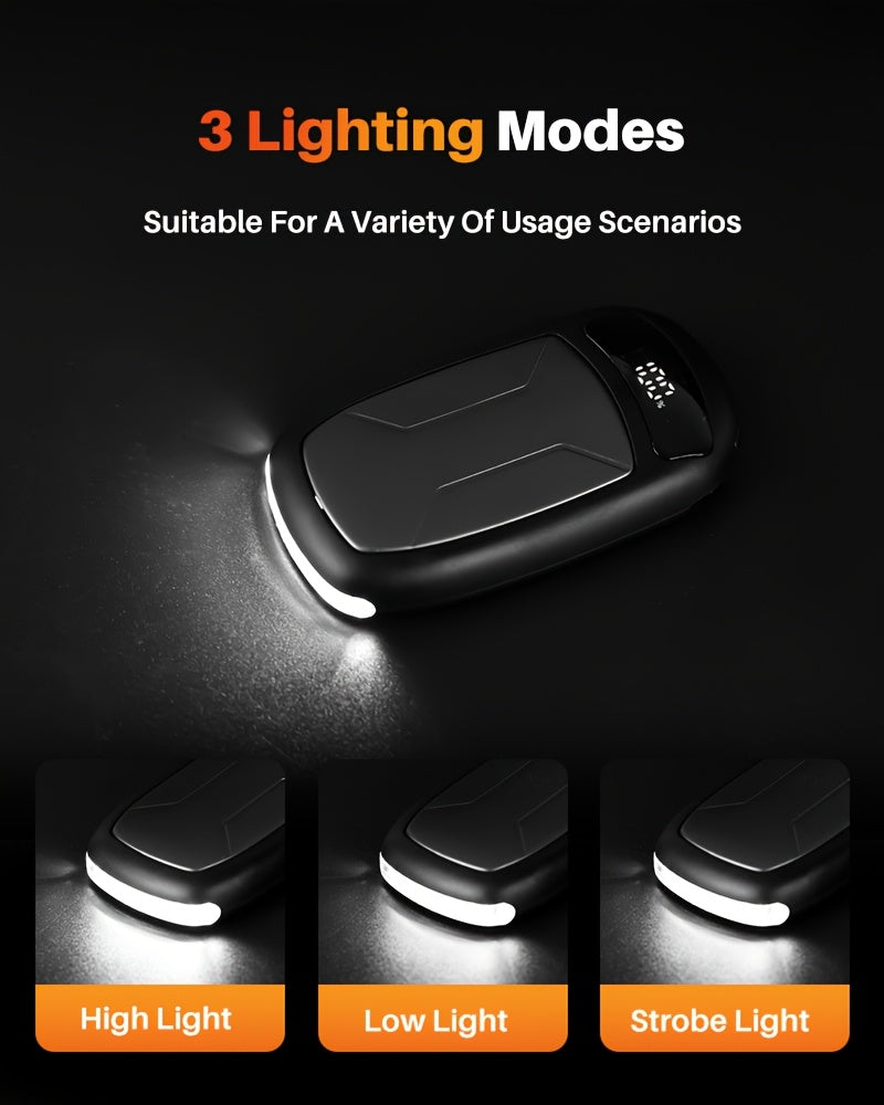 2-Pack Rechargeable Hand Warmers with COB Light & Magnetic Base - 12 Hours Warmth Electric Portable Hand Warmer with High Lumen Flashlight for Camping, Hiking, Winter Outdoor Use - Christmas Gift for Women Men