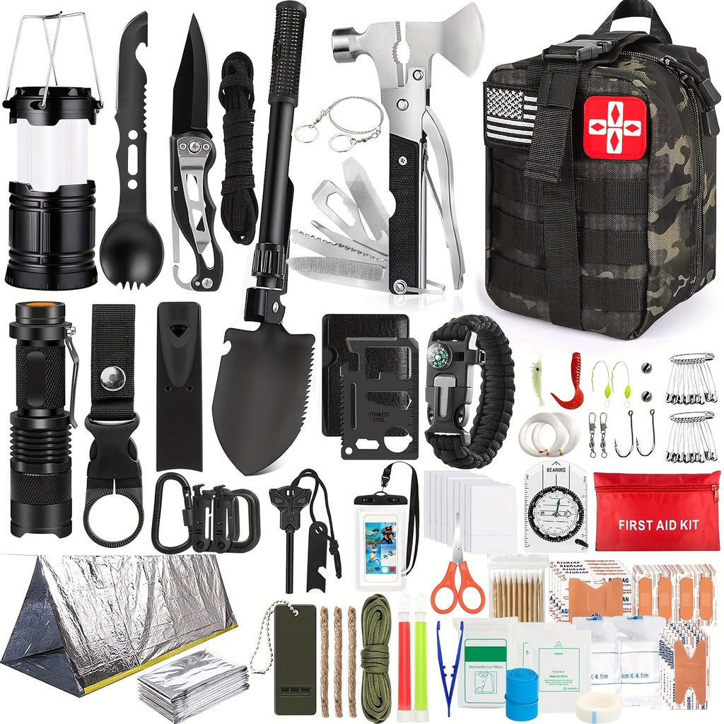 Professional Survival Gear Kit - 14/152/258pcs with Fire Starter, Compass & Multifunctional Tools for Camping, Hiking & Outdoor Adventure | Best Gift for Men & Women