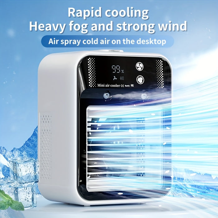 Portable Air Conditioner Fan - 6000mAh Rechargeable Personal Cooling Fan, USB-C Charging, 2 Wind Speeds & 2 Wind Modes, Touch Control, Indoor Outdoor Portable Mini AC Fan for Home, Office & Travel