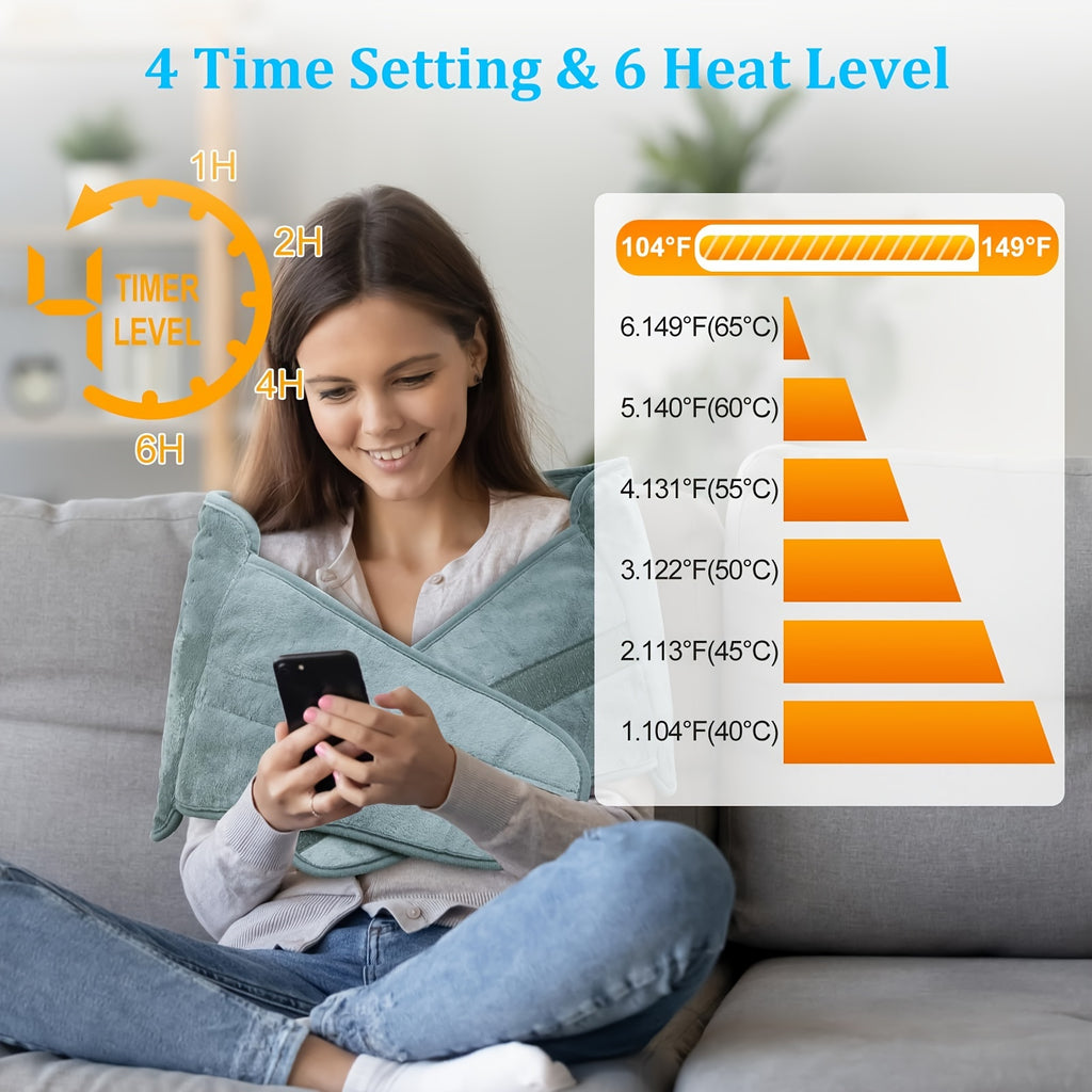 Heating Belt for Back Pain Relief Electric 12x24 Heated Waist Wrap – 6 Levels 4 Timers 6-Hour Auto Shutoff for Men Women Cramps Muscle Soreness