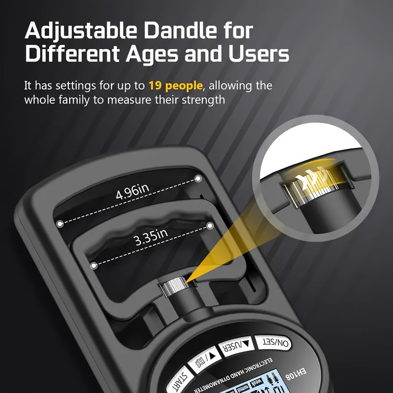 Digital Hand Grip Strength Tester Dynamometer 264lbs – Adjustable LCD Grip Trainer for Sports Fitness Testing, Physical Therapy & Rehabilitation, Home Gym Workout