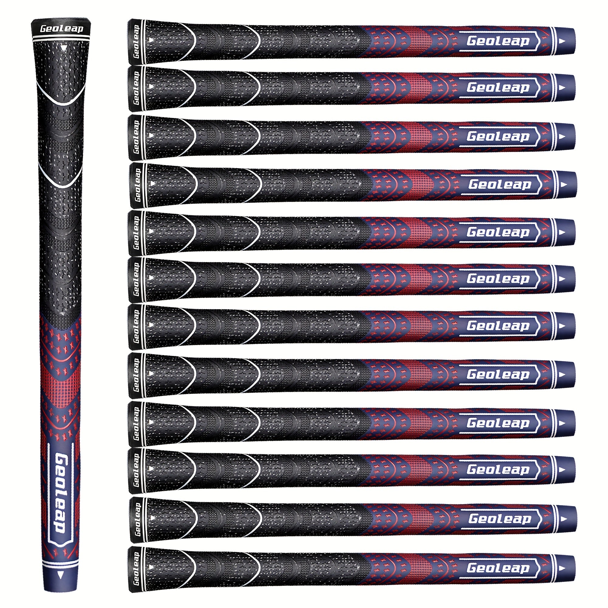 Geoleap Golf Grips Set of 13 Cord Rubber Compound Hybrid – All Weather Golf Club Grips Standard Midsize 8 Colors