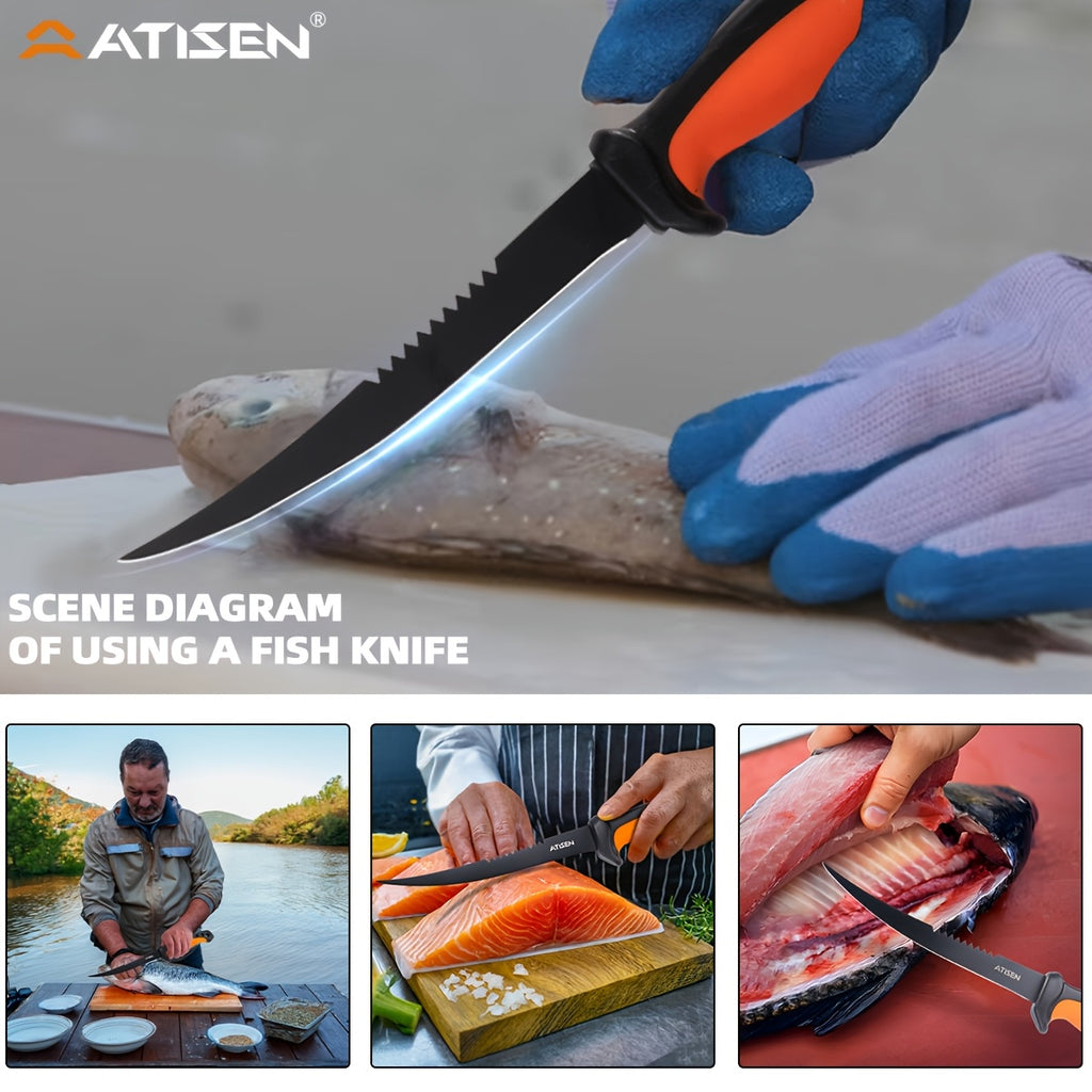 106-Piece Fishing Knife Set with Bait Knife, Shrimp Tongs, Knife Sharpener & Line Clippers – Complete Angler Tool Kit for Fishing, Camping, Hiking & Outdoor Cooking, Gift for Men
