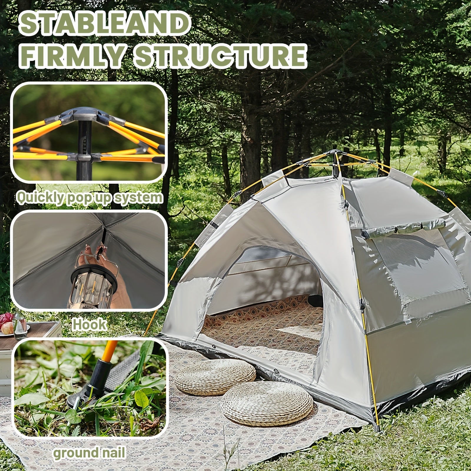 Pop Up Camping Tent Instant Setup 1-3 & 3-4 Person All Season Windproof Lightweight Tent Dual Doors Mesh Windows Hiking Backpacking Outdoor Gear