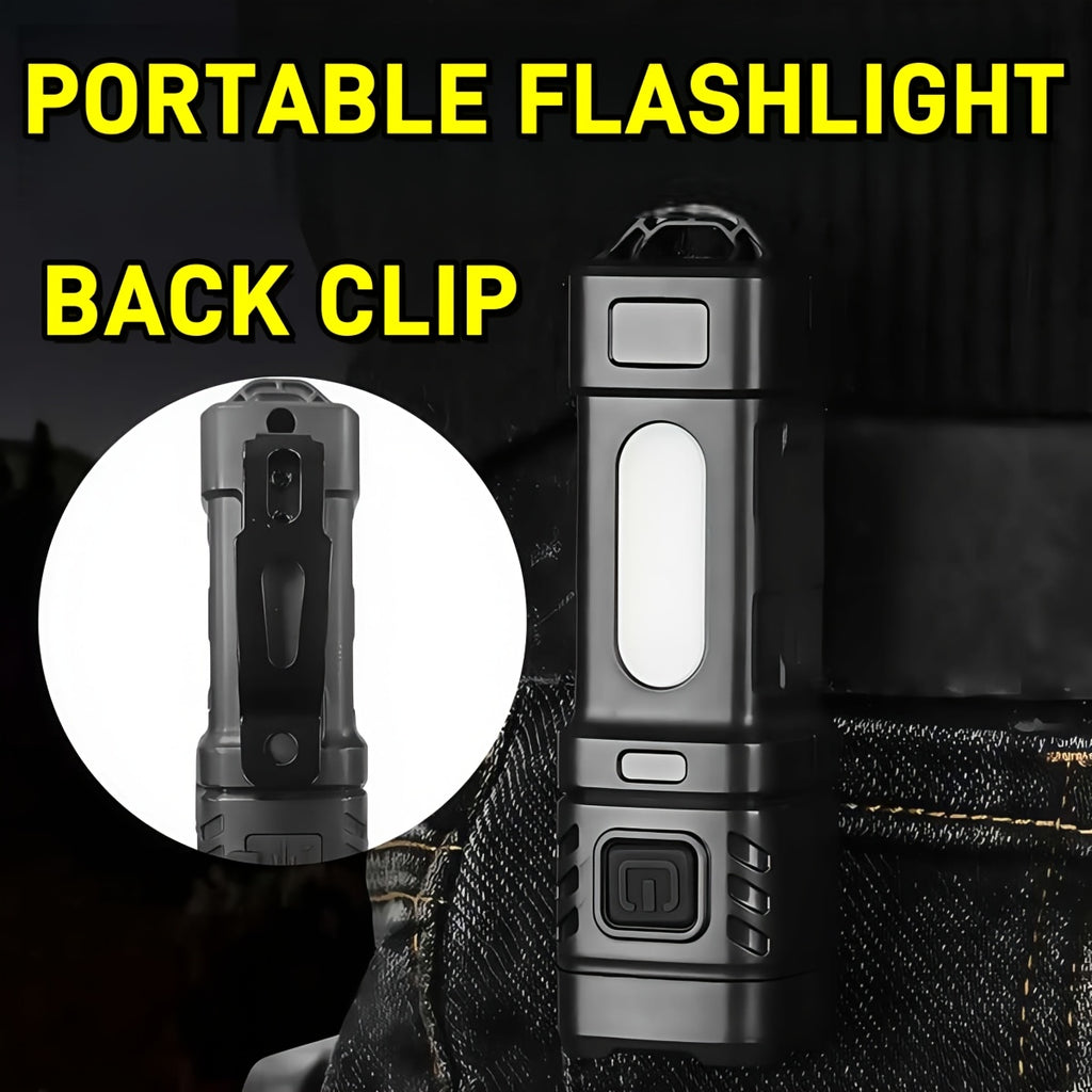 Mini LED Flashlight 3-Pack & 6-Pack Ultra Bright 2000 Lumens – USB-C Rechargeable Handheld Flashlight with COB Light, Back Clip, 4 Modes, 300M Beam for Camping Hiking Hunting Fishing Survival