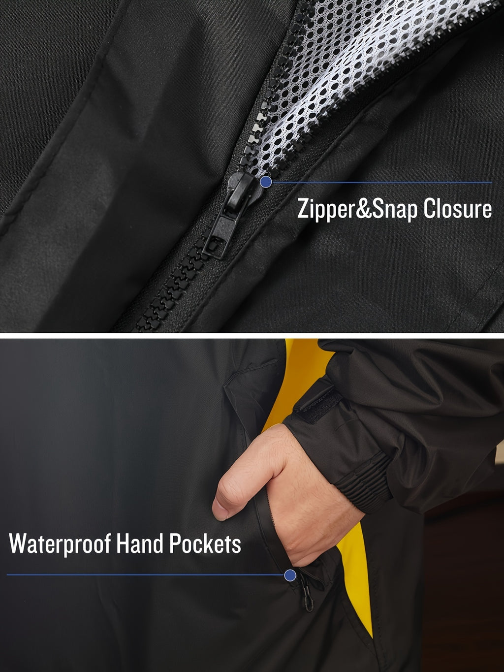 Waterproof Rain Suit for Men High Visibility – Reflective Rain Jacket & Pants for Work Fishing Farming Motorcycle S-XXL (Black, Blue, Yellow)