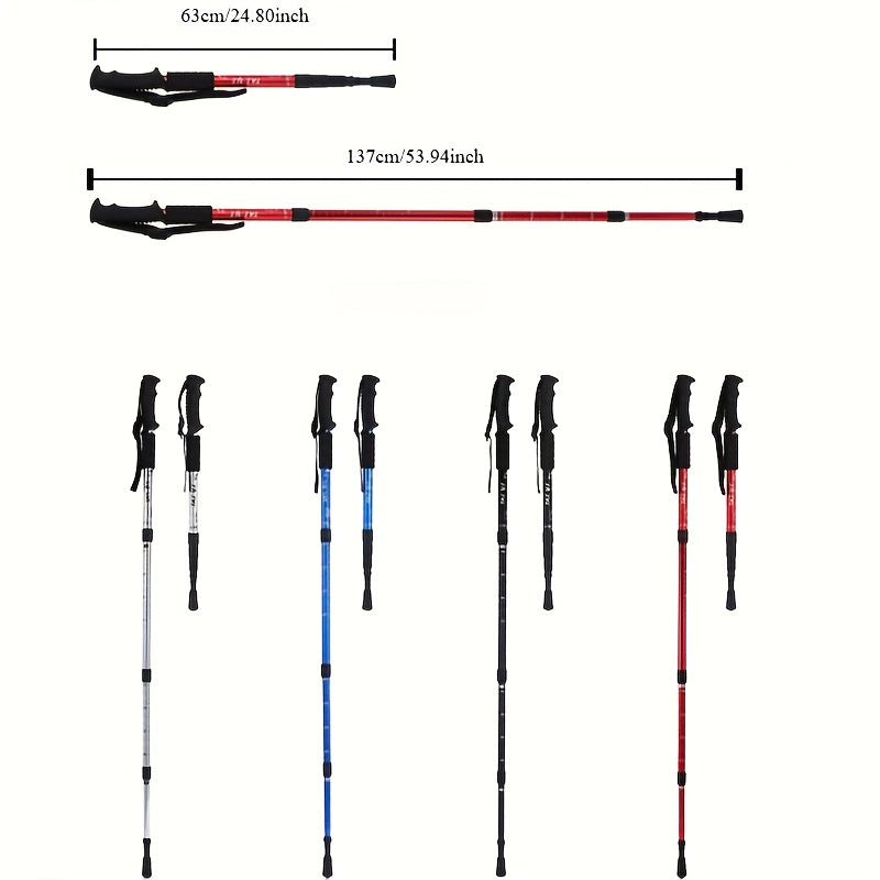 Foldable Aluminum Alloy Hiking Stick Adjustable Trekking Pole Quick Lock Lightweight Collapsible Walking Stick for Men and Women Outdoor