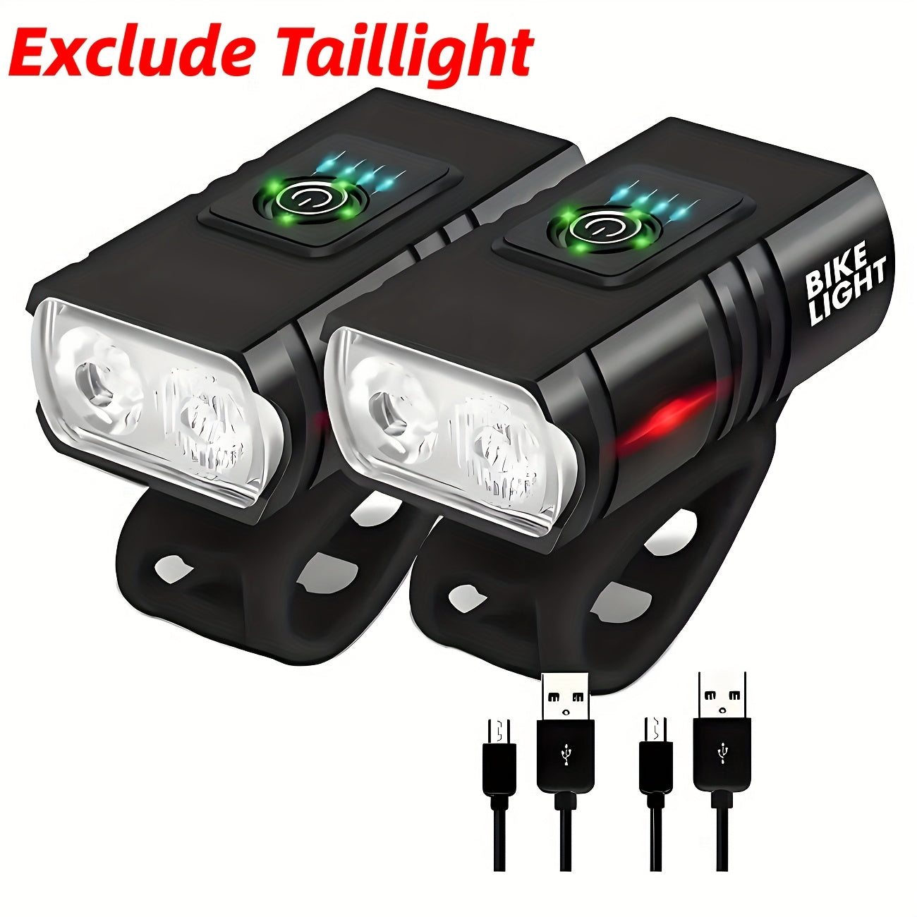 USB Rechargeable Bike Light Set Front & Rear – 1500 Lumen LED Bicycle Light Type-C Fast Charging 6+4 Modes Waterproof Safety Cycling Lamp for Night Riding Commuting Camping – 1/2/3 Pack