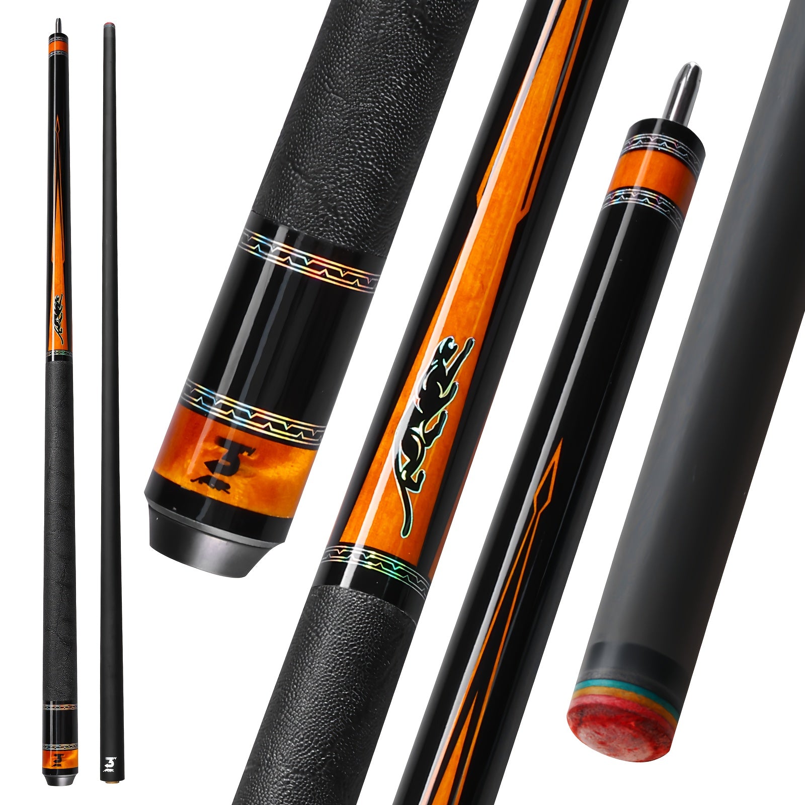Carbon Fiber Pool Cue 58 Inch Professional Billiard Cue Stick Low Deflection 12.5mm Tip 3/8x8 Pin Joint Leather Grip – PREDAIDR SP Series Billiards Cue for Pool Players